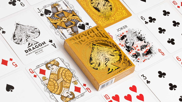Bicycle Dragon Back - Set Da 3 Mazzi Di Carte Da Poker: Oro, Blu E Rosso - Formato Poker 63x88mm