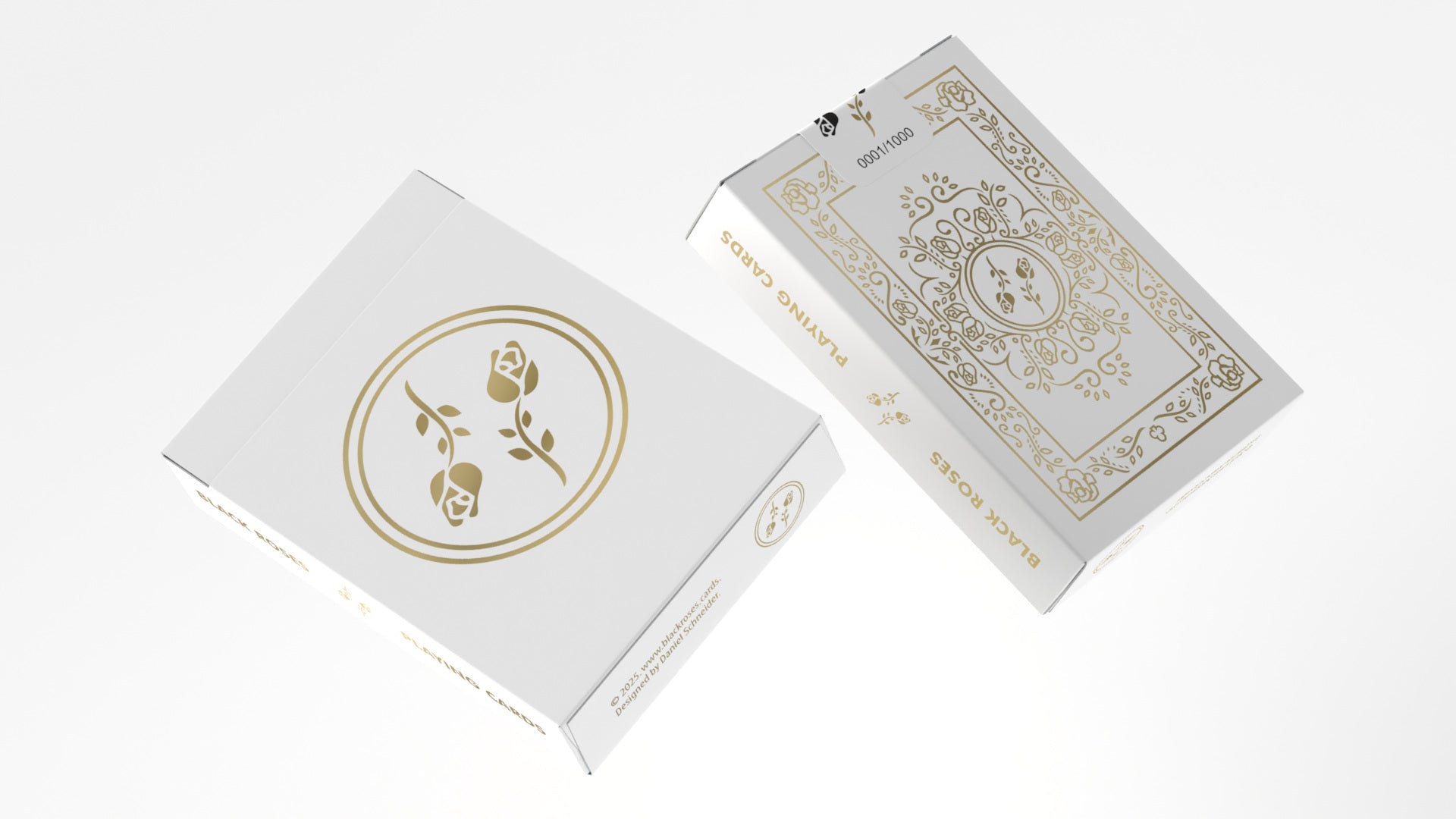 Black Roses White &amp; Gold Foiled Playing Cards (Marked)