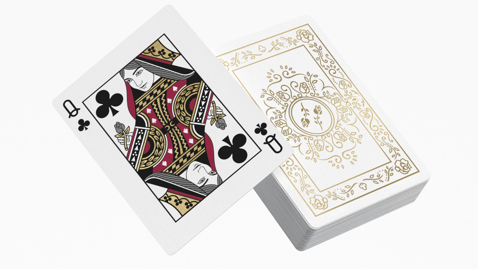 Black Roses White &amp; Gold Foiled Playing Cards (Marked)