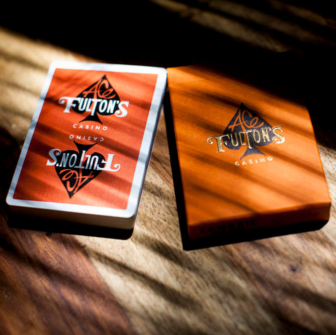 Ace Fulton Casino Vintage Back Playing Cards - Little Tokyo Orange