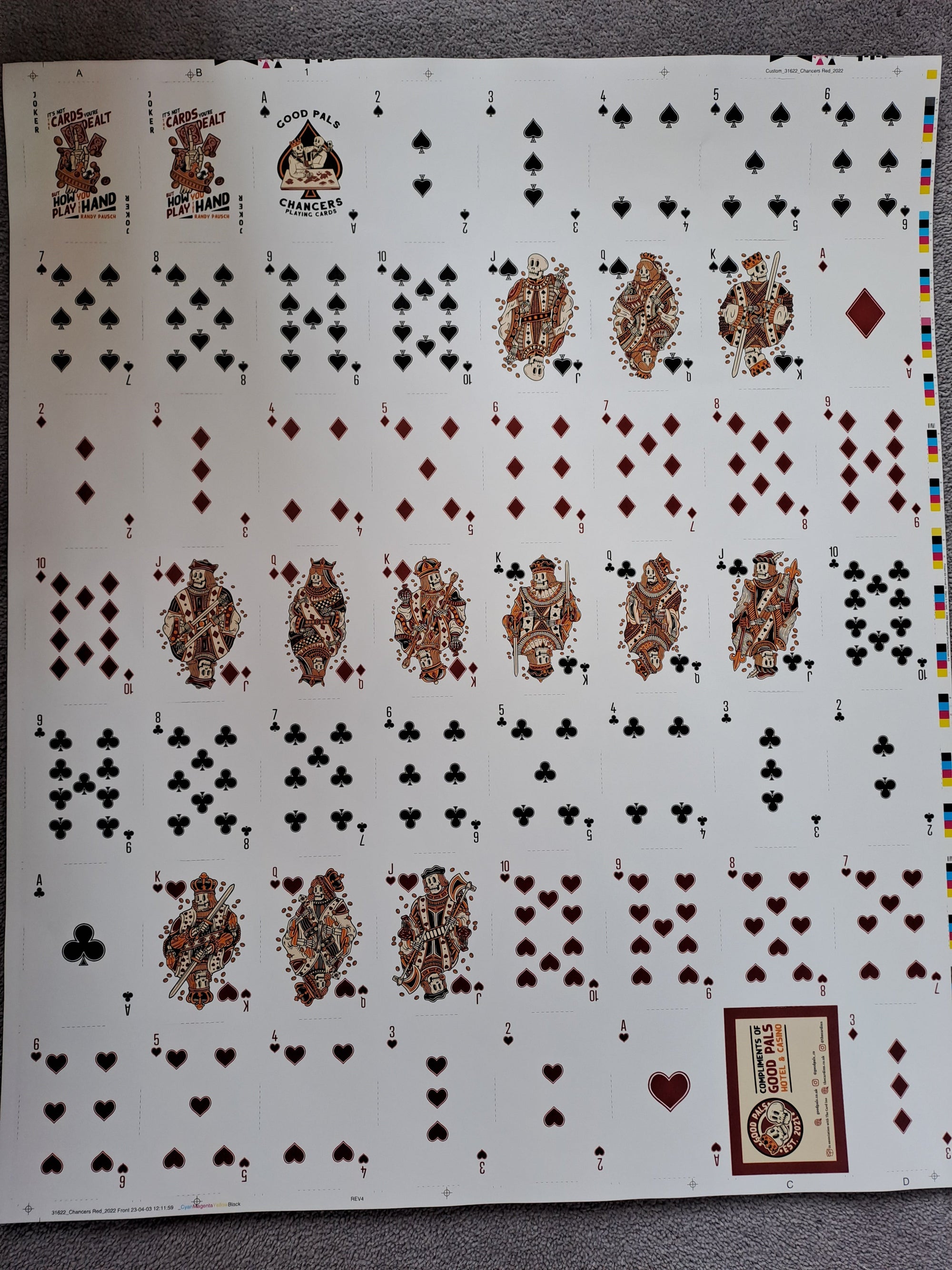 Chancers Playing Cards Uncut Sheet by Good Pals