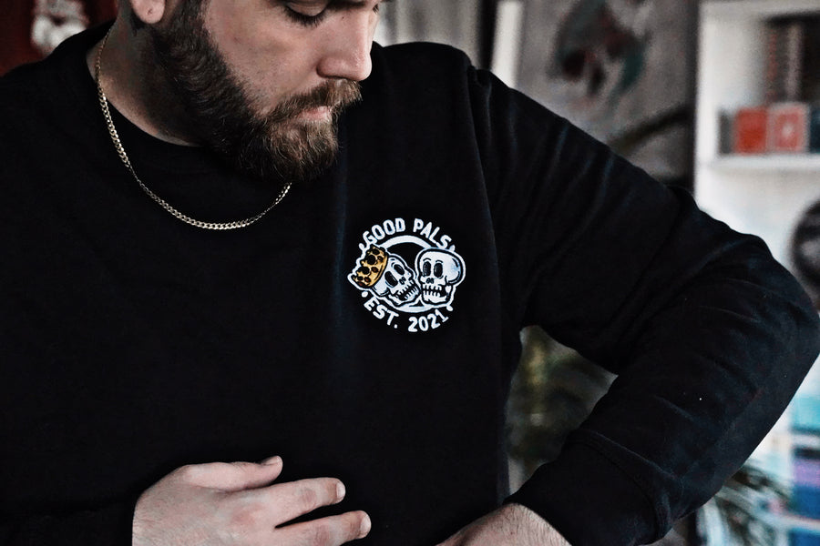 Embroidered Sweatshirt  (Black) - Good Pals