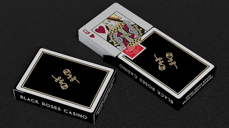 Gold Foil Black Roses Casino Playing Cards 