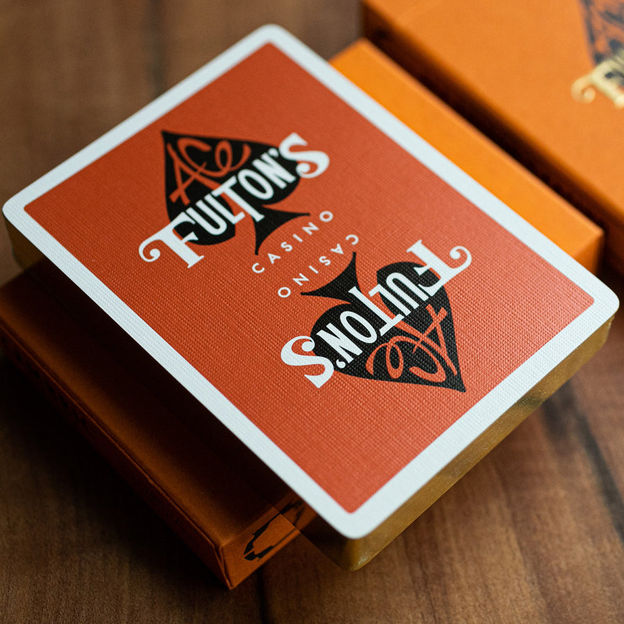 Ace Fulton Casino Vintage Back Playing Cards - Little Tokyo Orange