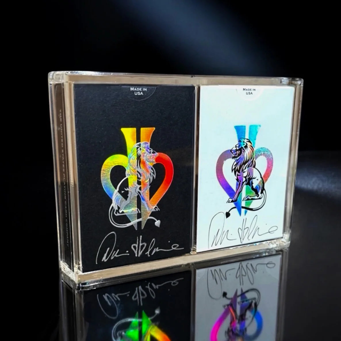SIGNED White / Black Lions X Playing Cards + Display Case - David Blaine