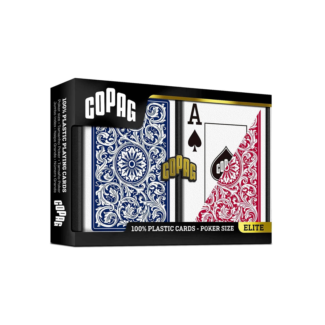 COPAG 1546 Red and Blue, Standard Size, Jumbo Index, 100% Plastic Playing Cards - Double Deck Set