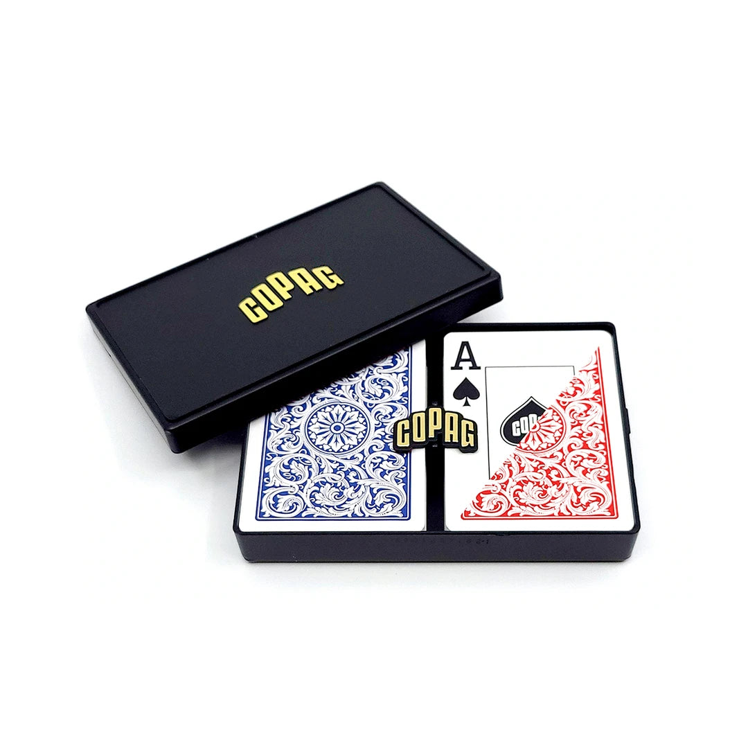 COPAG 1546 Red and Blue, Standard Size, Jumbo Index, 100% Plastic Playing Cards - Double Deck Set