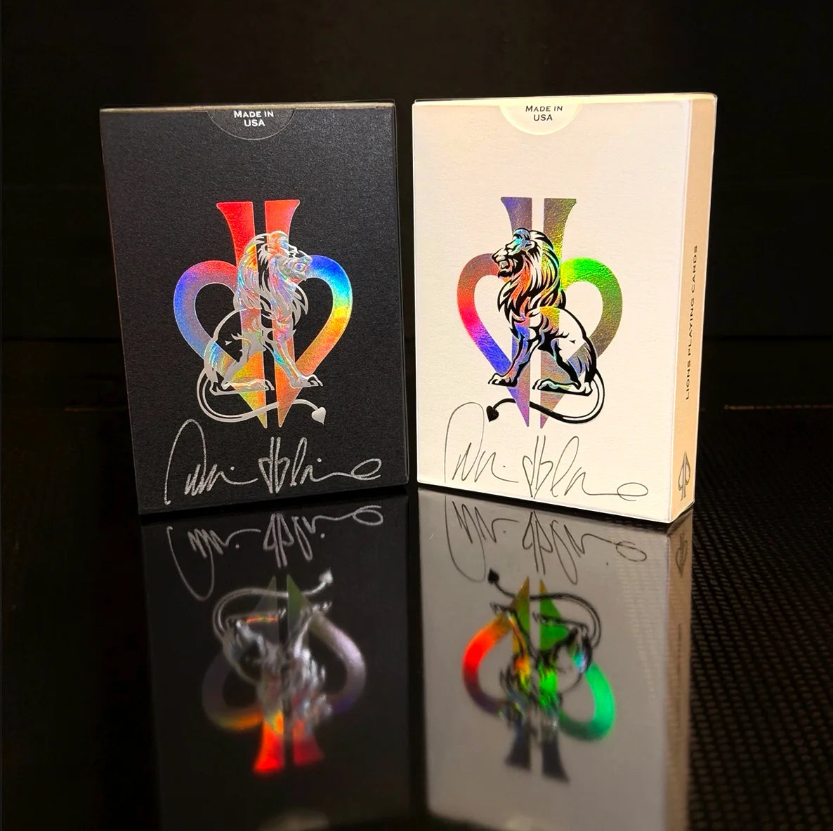 SIGNED White / Black Lions X Playing Cards + Display Case - David Blaine