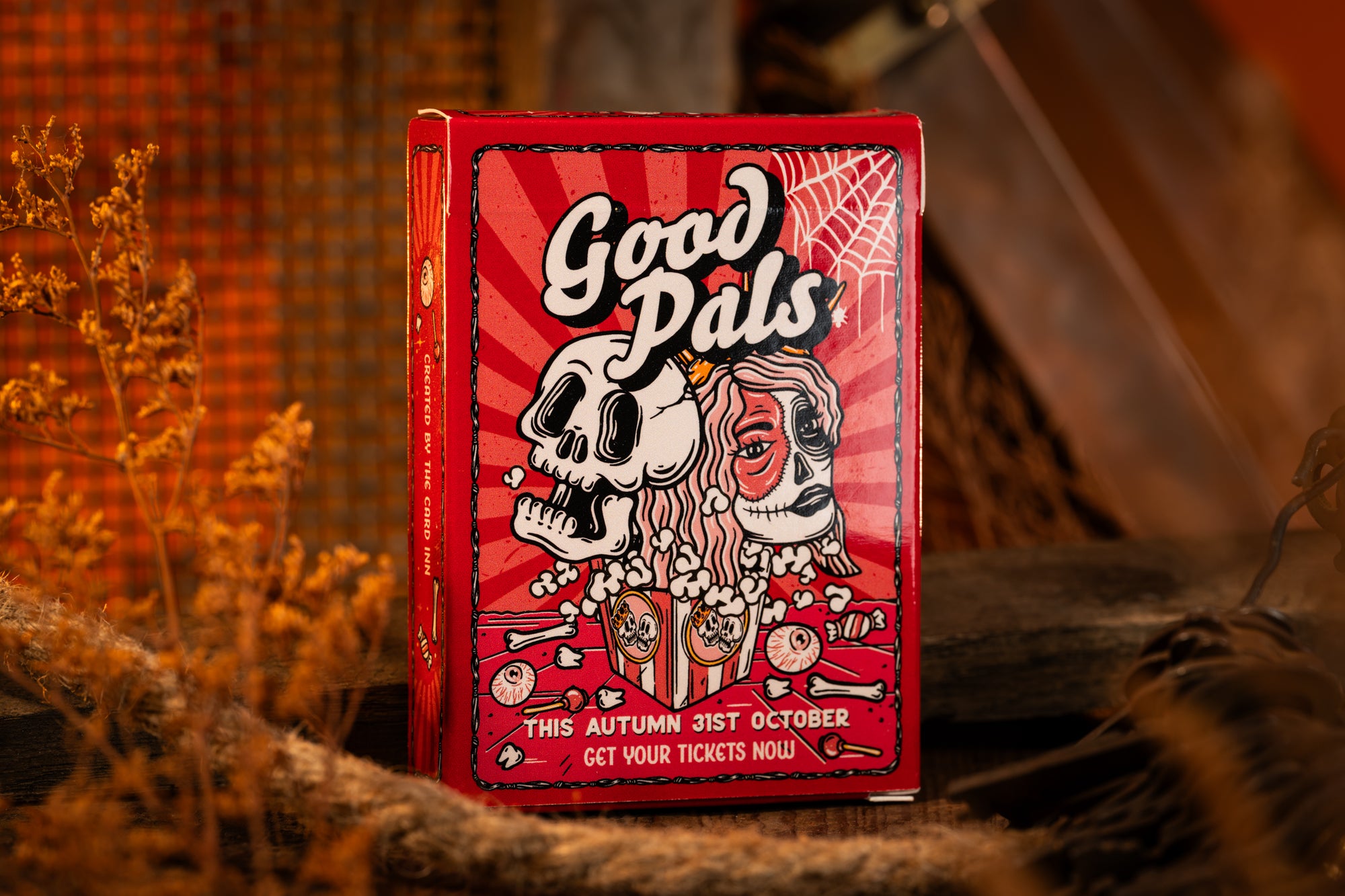 Good Pals Halloween Tales Playing Cards (V2 GILDED Theatre Edition Red)