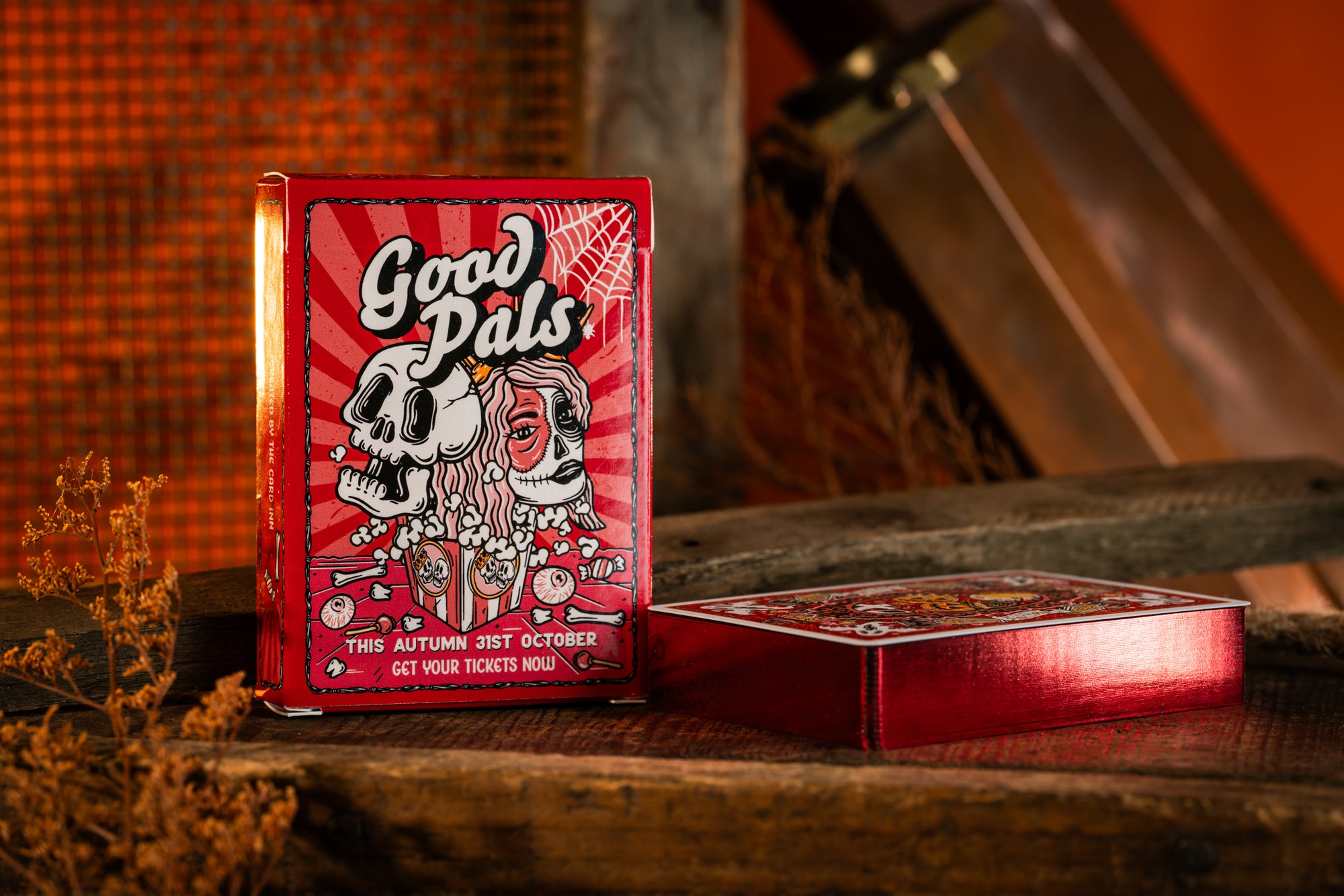 Good Pals Halloween Tales Playing Cards (V2 GILDED Theatre Edition Red)