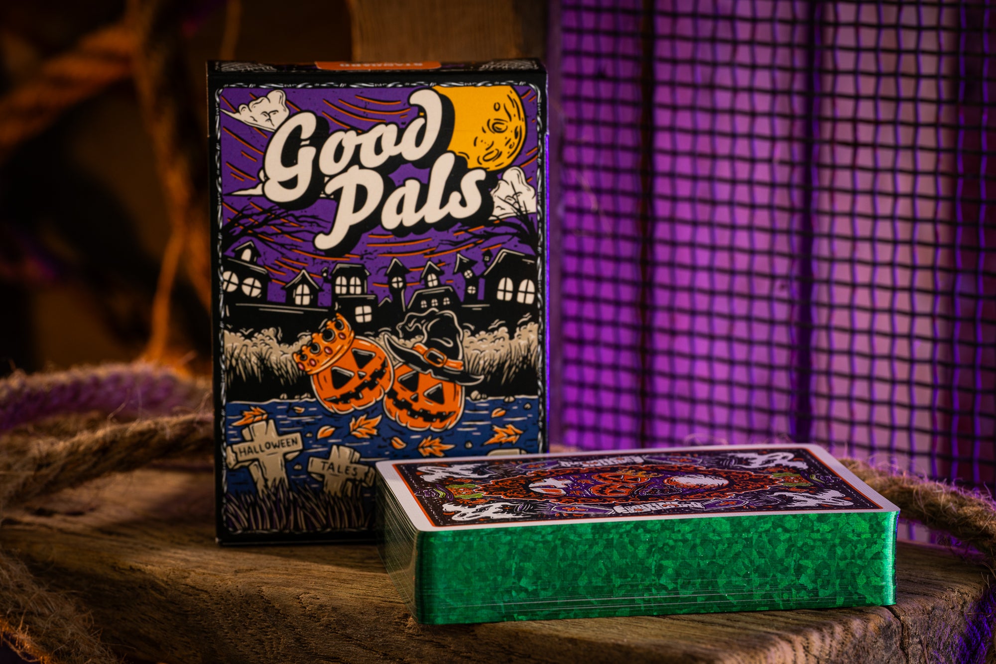 Good Pals Halloween Tales Gilded Green Edition of 75 - Halloween Playing Cards