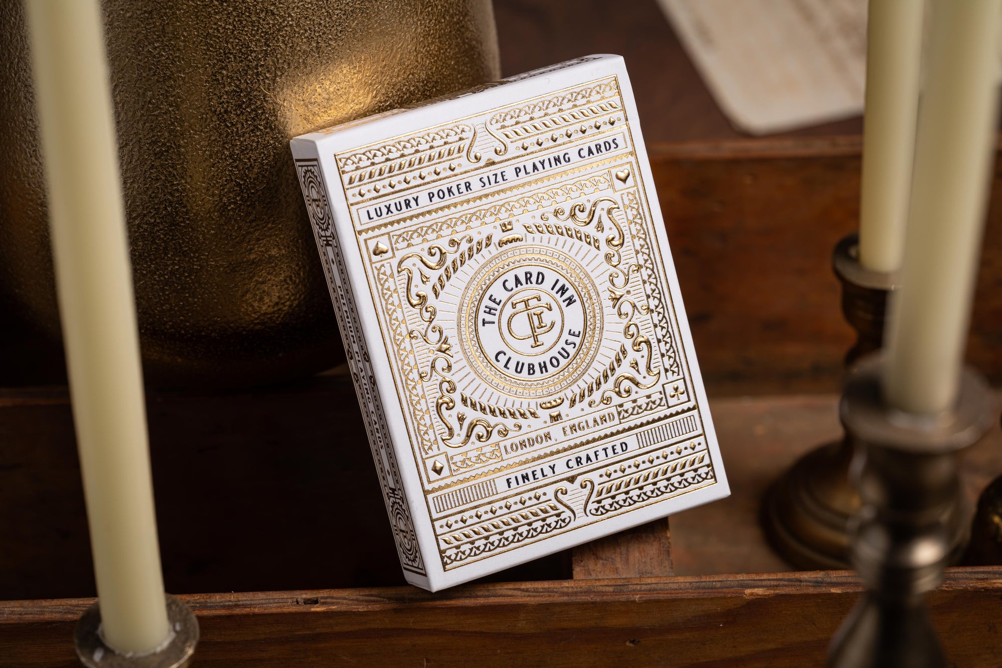 TCI Clubhouse Playing Cards (White & Gold) - The Card Inn