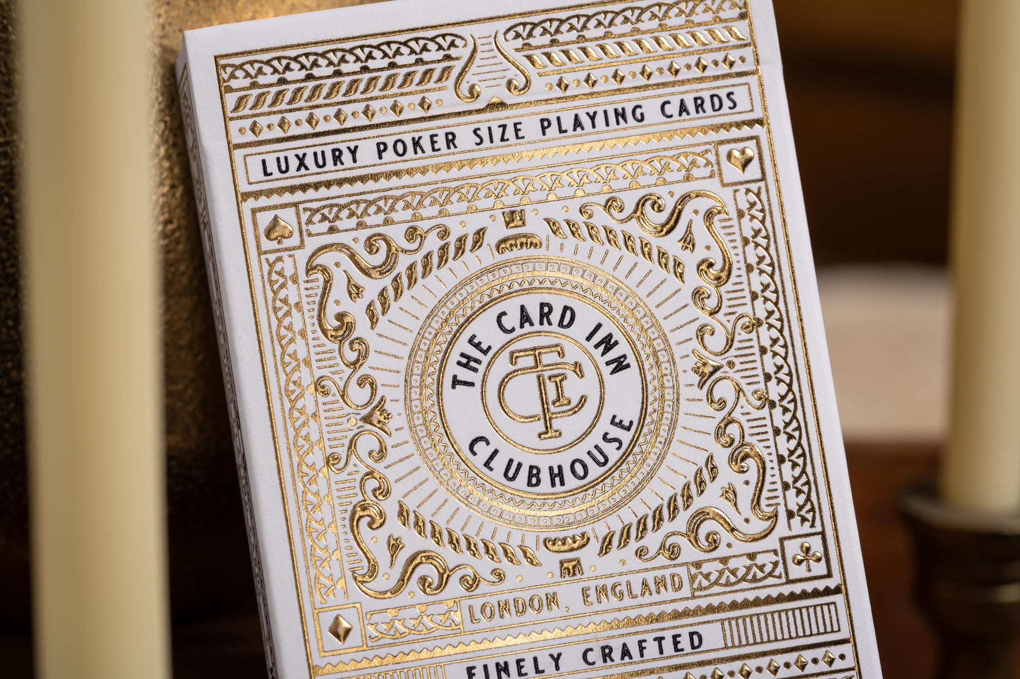 TCI Clubhouse Playing Cards (White & Gold) - The Card Inn