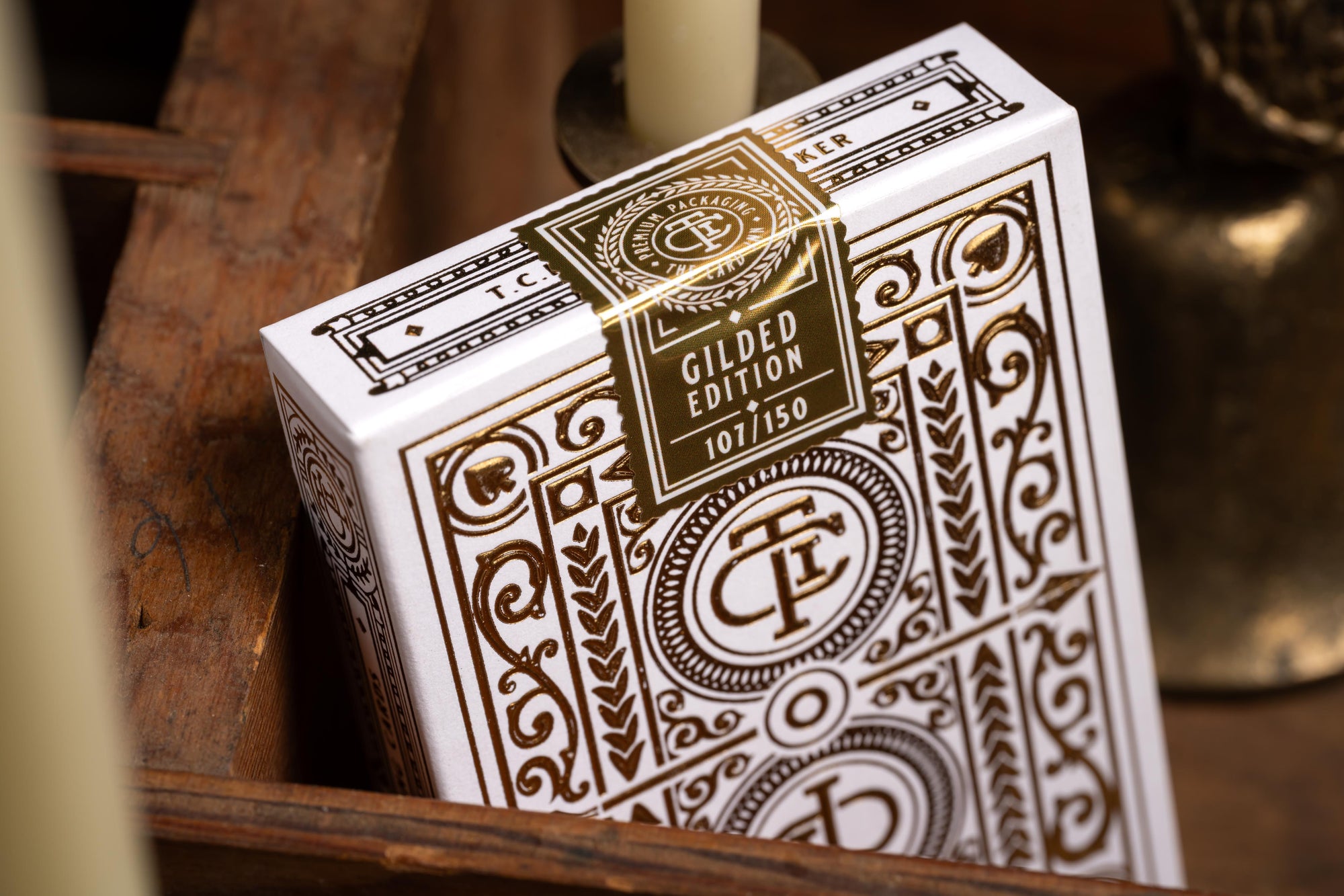 GILDED TCI Clubhouse Playing Cards (White & Gold) 