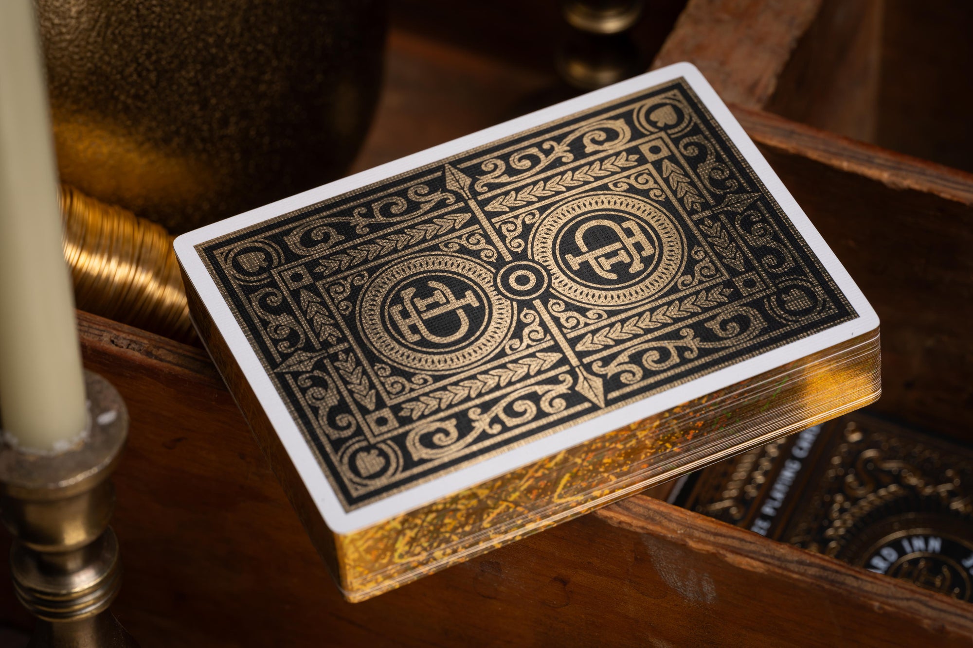 GILDED TCI Clubhouse Playing Cards (Black &amp; Gold) - The Card Inn 