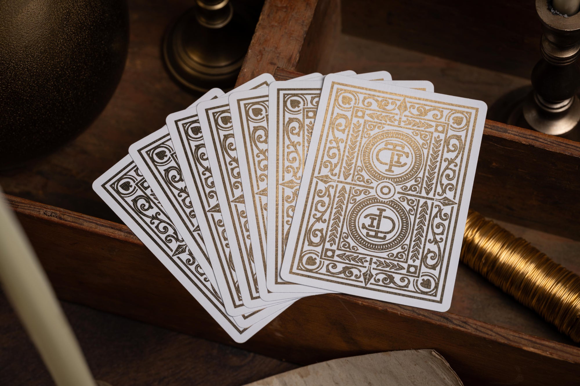 TCI Clubhouse Playing Cards (White &amp; Gold) - The Card Inn