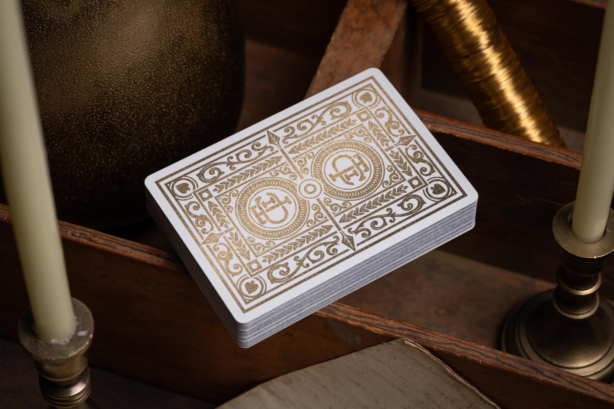 TCI Clubhouse Playing Cards (White &amp; Gold) - The Card Inn