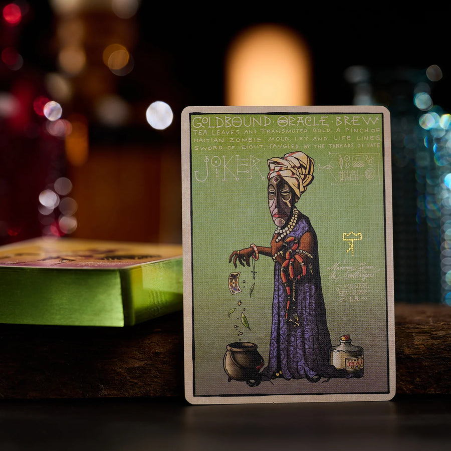 Madame Laveau (Blue) Playing Cards GILDED in Tea Green - Stockholm 17