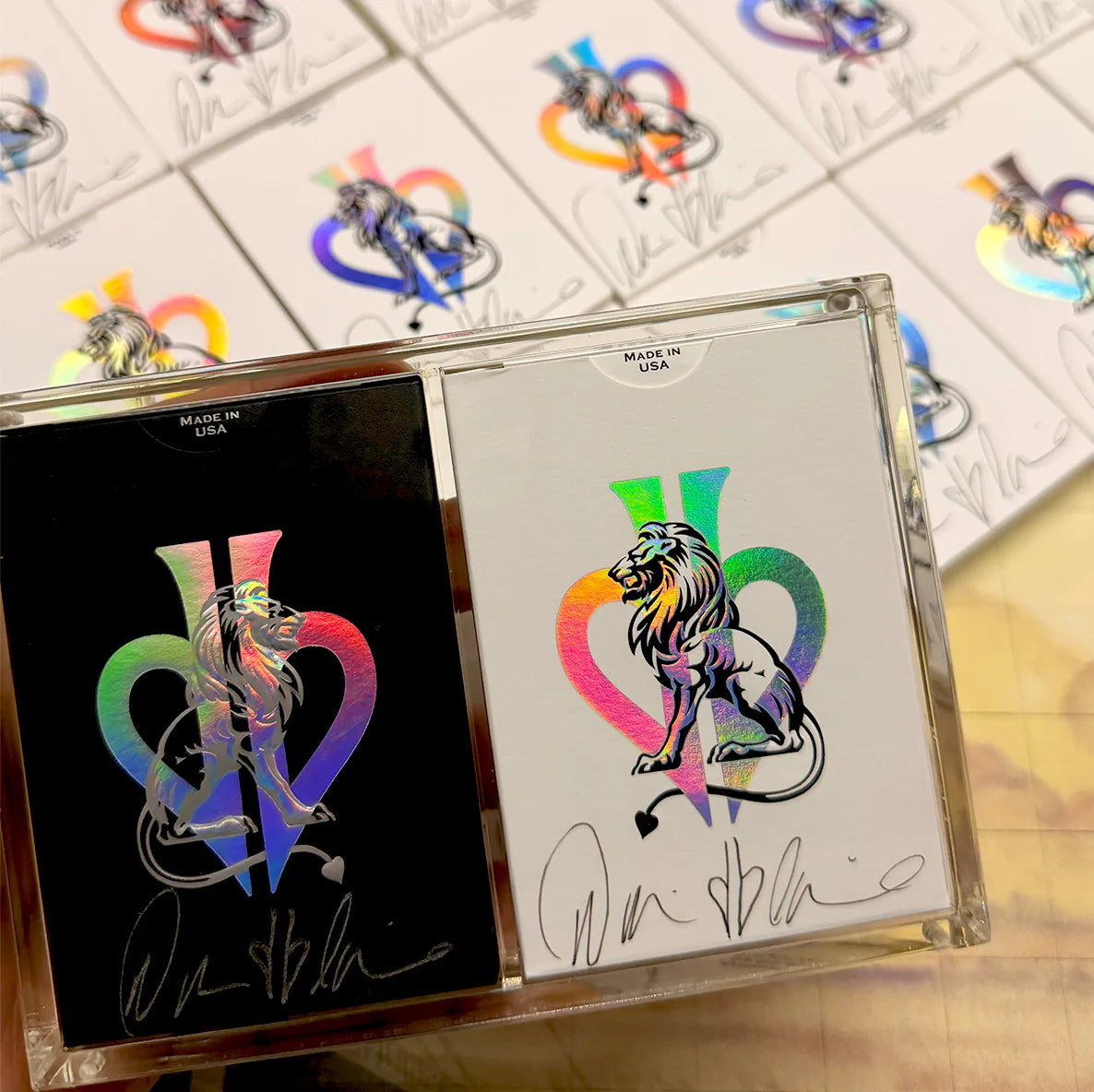 SIGNED White / Black Lions X Playing Cards + Display Case - David Blaine