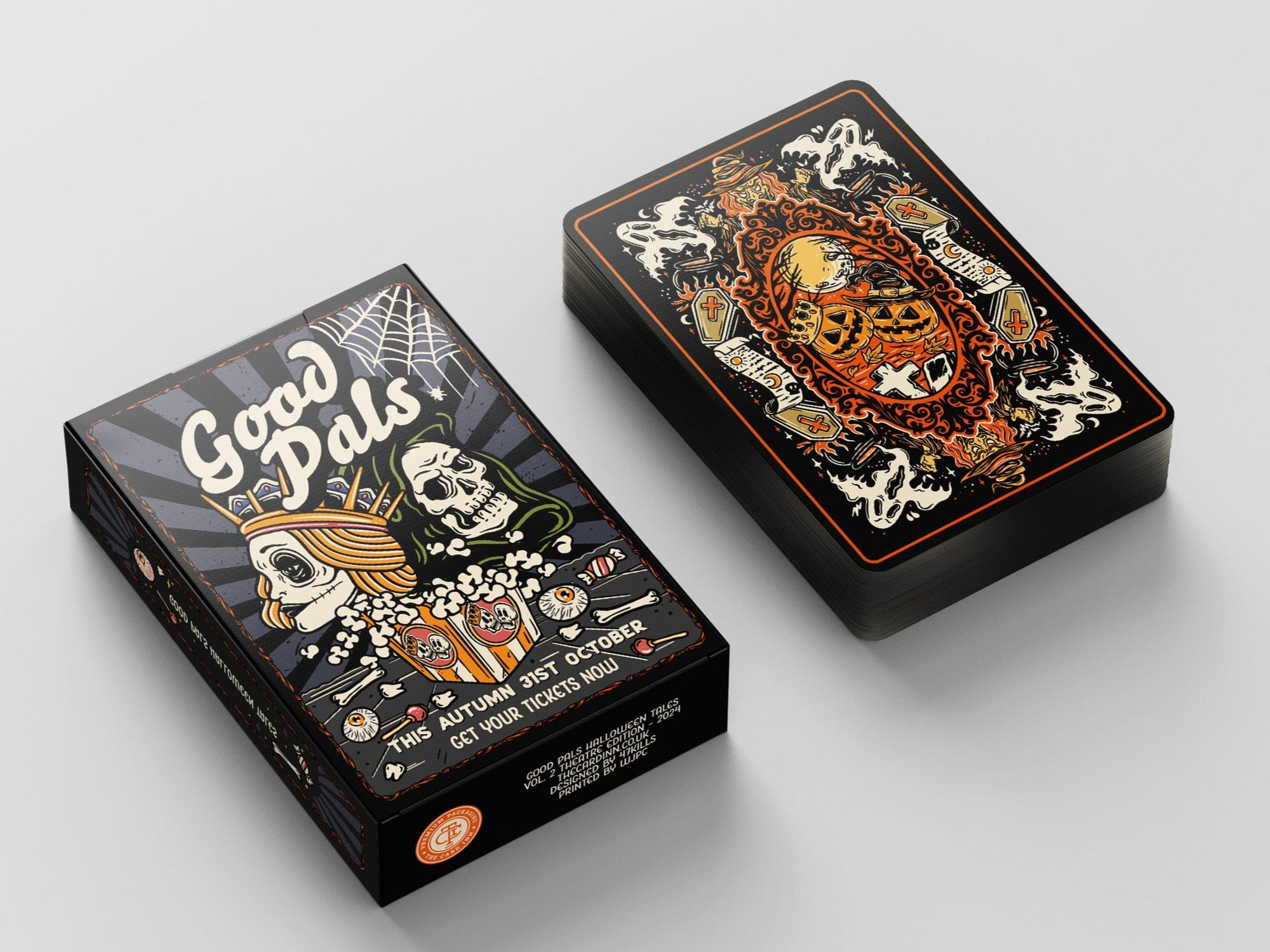 Good Pals Halloween Tales Playing Cards (V2 GILDED Theatre Edition Black)Halloween Cards