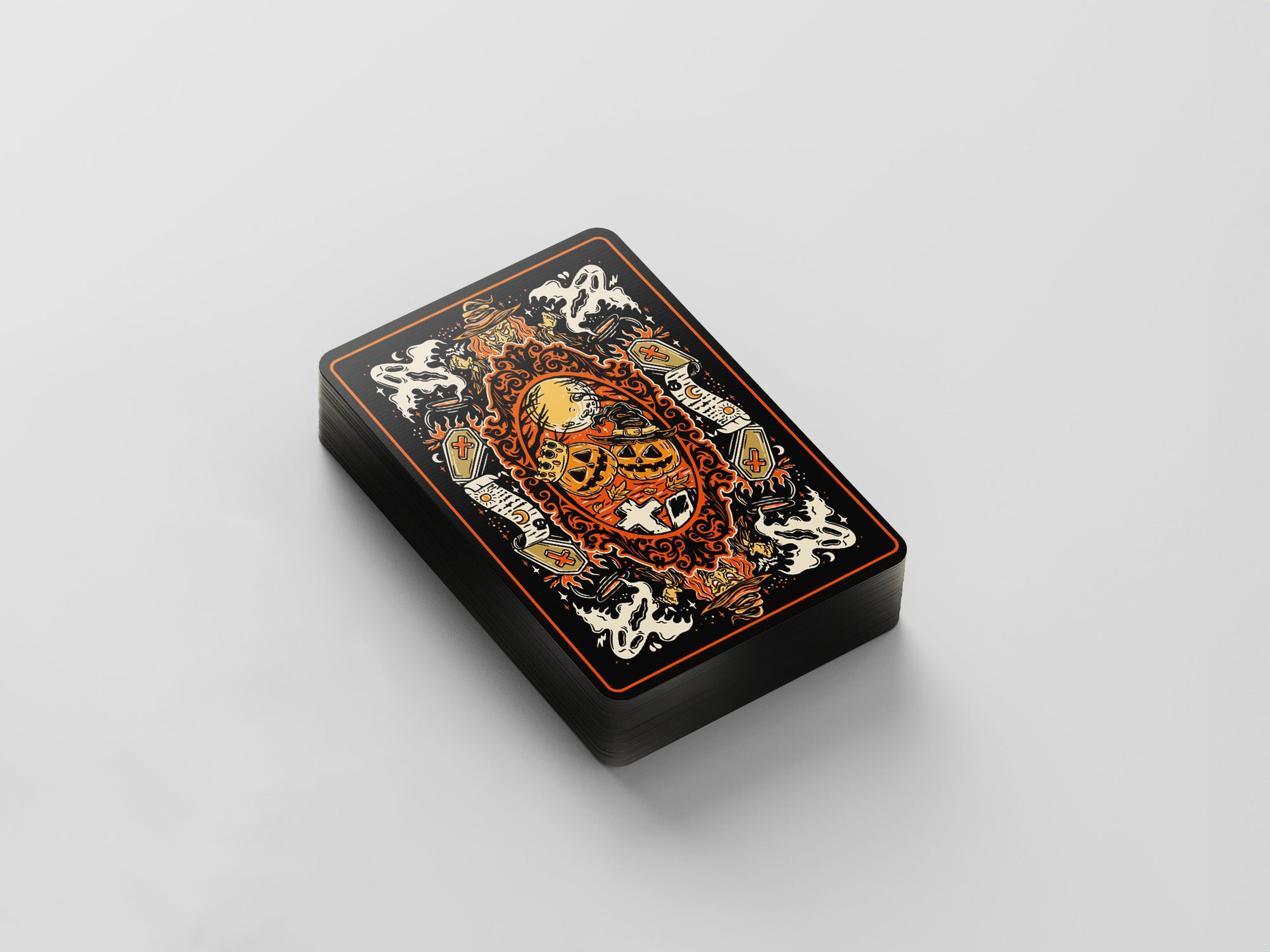 Good Pals Halloween Tales Playing Cards (V2 GILDED Theatre Edition Black) - Halloween Cards