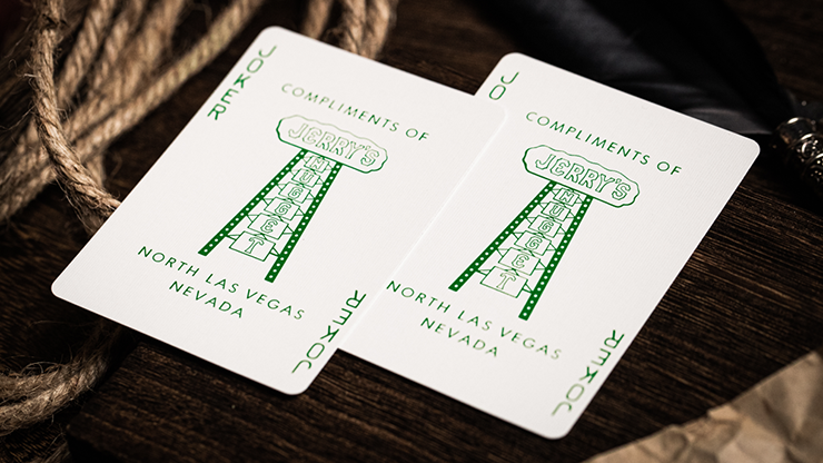 Jerry's Nugget Felt Green Playing Cards (MARKED)